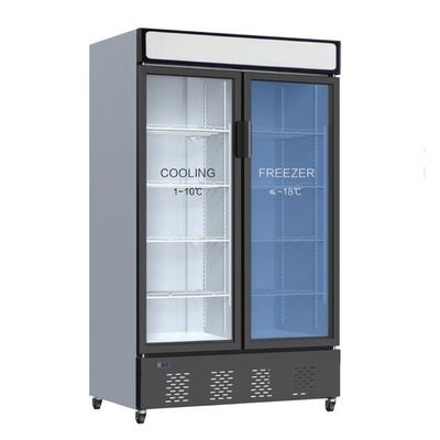 یخچال فریزر درب شیشه ای تجاری دو درجه حرارت کمبو 470 لیتر