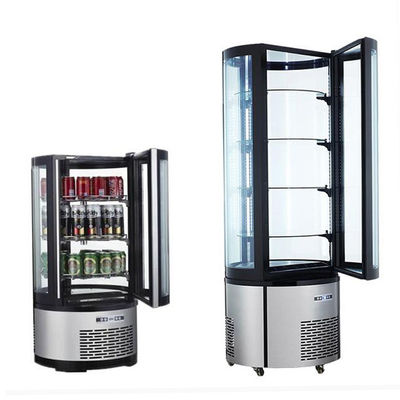 صفحه نمایش کیک یخچال دار چرخشی کانتر 100 لیتری خنک کننده درب شیشه ای تجاری