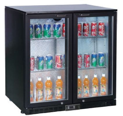 میله پشتی زیر پیشخوان کولر 2 درب شیشه ای با قفل و درب چرخشی 208L