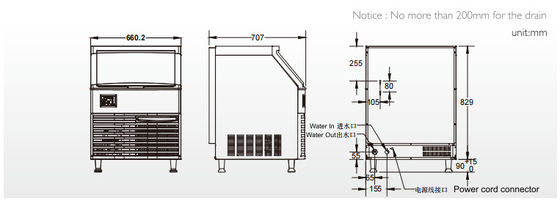 Ss316 Ice Cube Machine Sk-280p تجاری ذخیره سازی یخ با ظرفیت کوچک