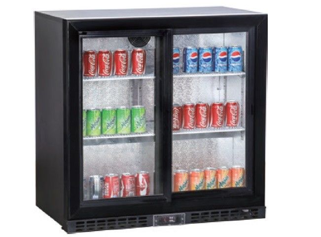 یخچال و فریزر زیر پیشخوان تجاری 2 درب شیشه ای 208 لیتری، چیلر میله پشتی زیر پیشخوان، 2 درب کشویی