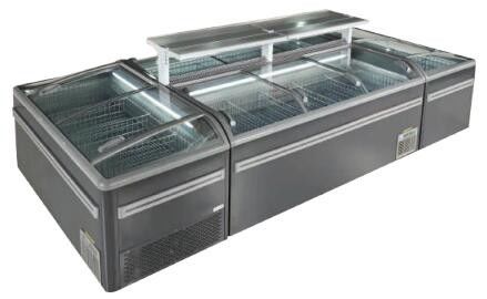 سوپرمارکت شیشه ای بالا درب کشویی جزیره فریزر R404a R290 490L 610L